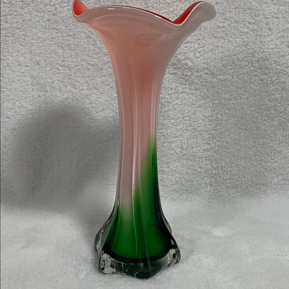 Murano Glass Flower Vase Handcrafted Jack In The Pulpit - Picture 4 of 10